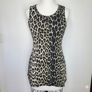 Avon Size M Tank Top Sleeveless Long Shirt Studded Animal Leopard Print Stretchy
